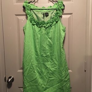 Green dress with ruffle detail